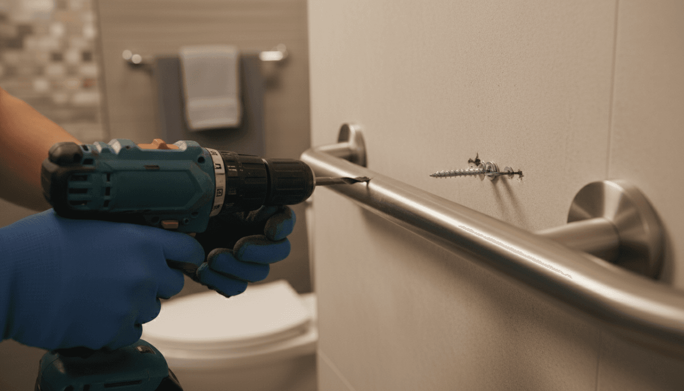 ADA-compliant grab bar installation detail