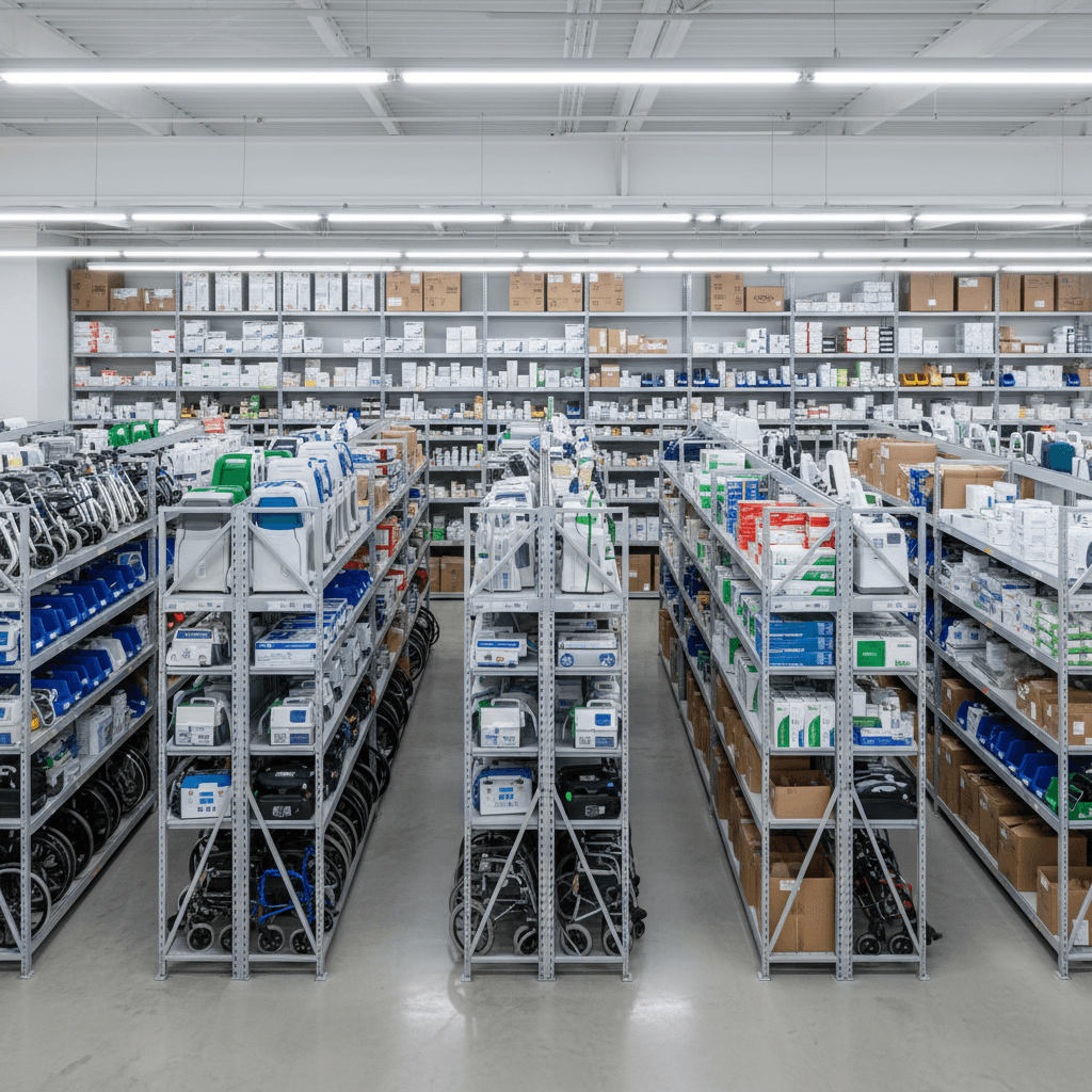 Organized medical equipment inventory storage