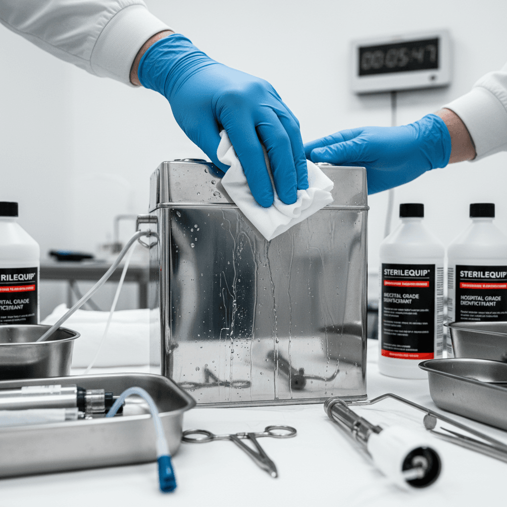 Medical-grade equipment sanitization in progress